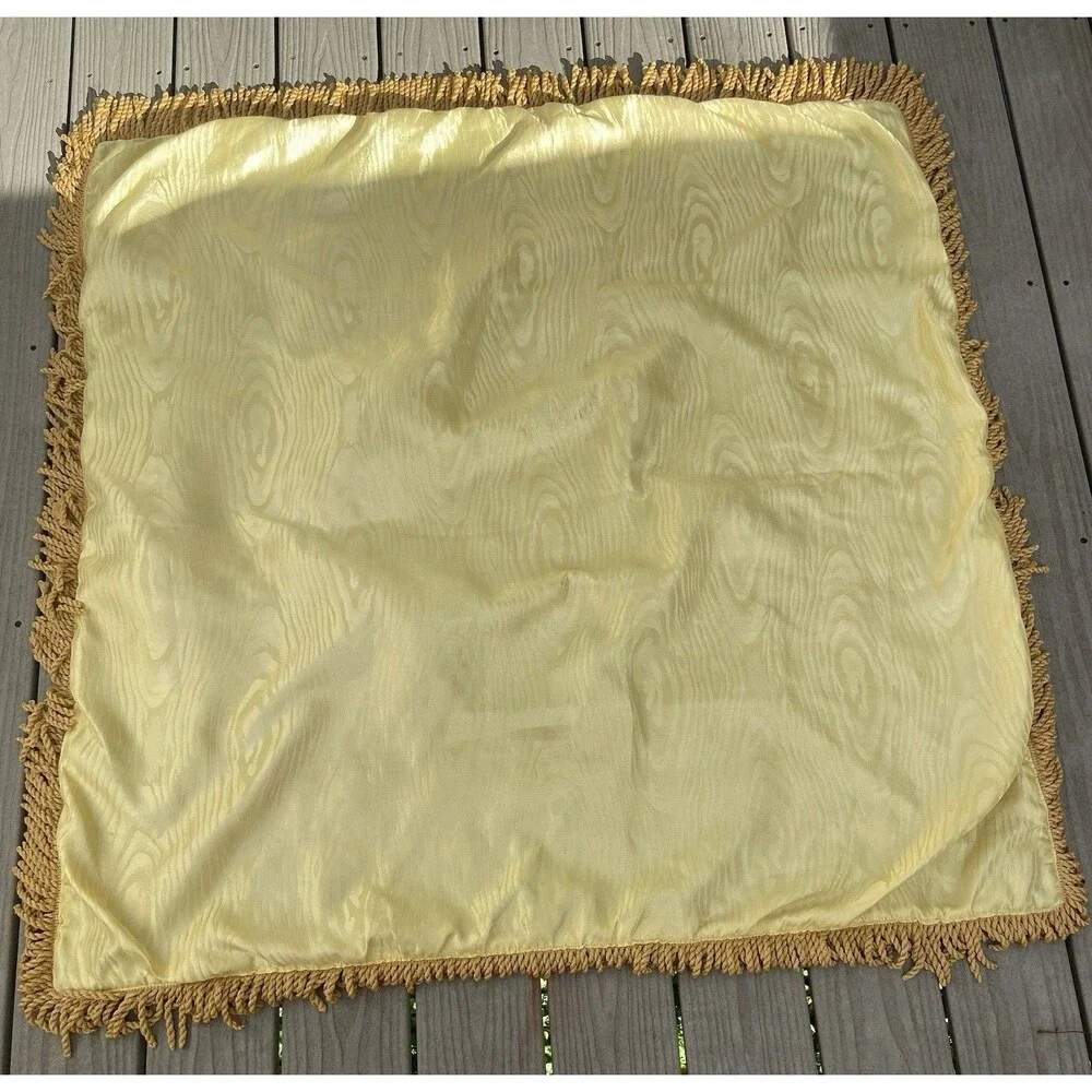 Vtg Hand Woven Lebanese Mat Tapestry Tablecloth Square Jacquard Woven Fringe